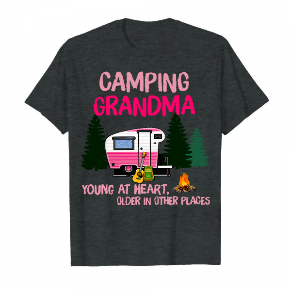 306 Grandma Camping Ladies Men's T-Shirt Dark Heather