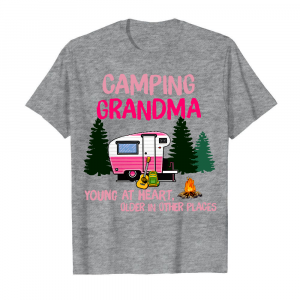 306 Grandma Camping Ladies Men's T-Shirt Sport Grey