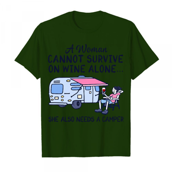 A Woman Cannot Survive On Wine Alone Men's T-Shirt Deep Forest