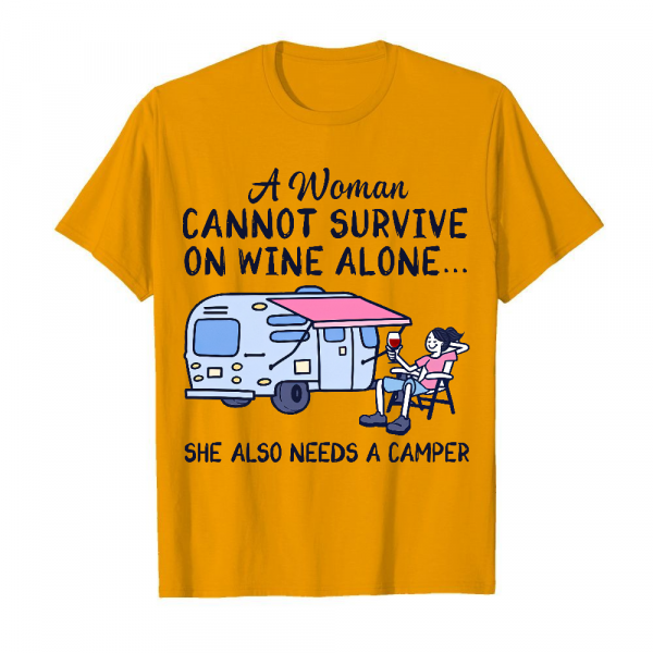 A Woman Cannot Survive On Wine Alone Men's T-Shirt Orange