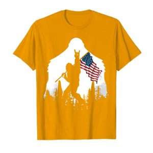 Bigfoot Rock And Roll Usa Flag In The Forest Men's T-Shirt Orange