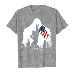 Bigfoot Rock And Roll Usa Flag In The Forest Men's T-Shirt Sport Grey