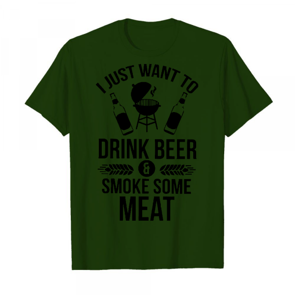 Drink Beer And Smoke Some Meat Men's T-Shirt Deep Forest