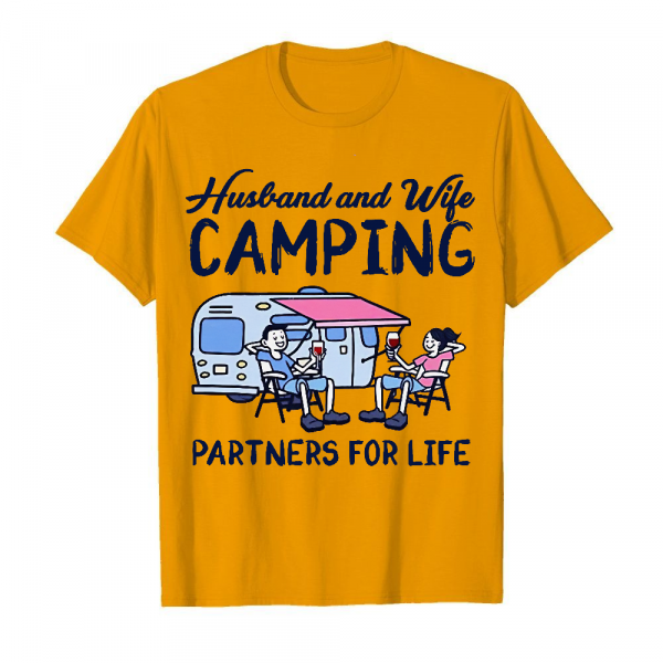 Husband And Wife Camping Men's T-Shirt Orange
